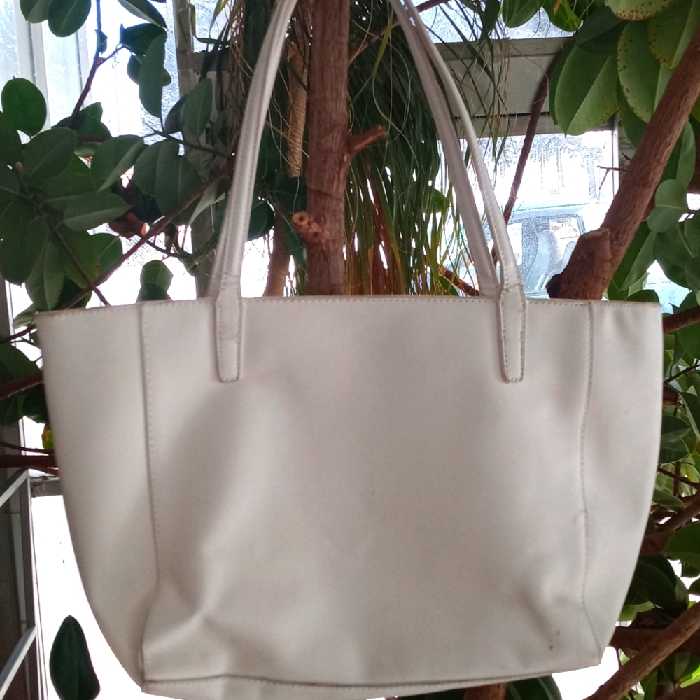 White leather purse